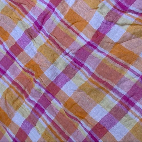 Time and Tru Pink Orange Plaid Sleeveless Blouse - Size M (8-10) - Picture 4 of 4